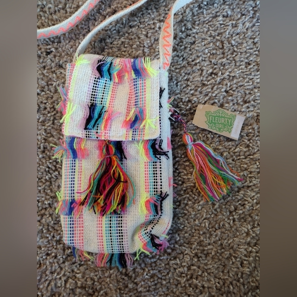America & Beyond Shaggy Boho Colorful Woven Mini Shoulder Bag - Picture 2 of 13